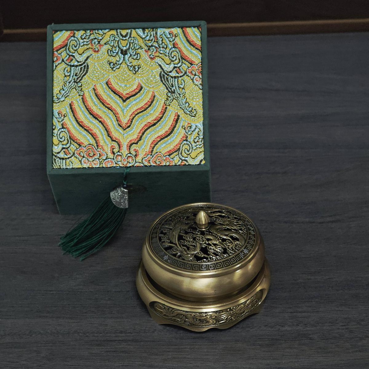 Vintage Dragon Phoenix Metal Incense Burners