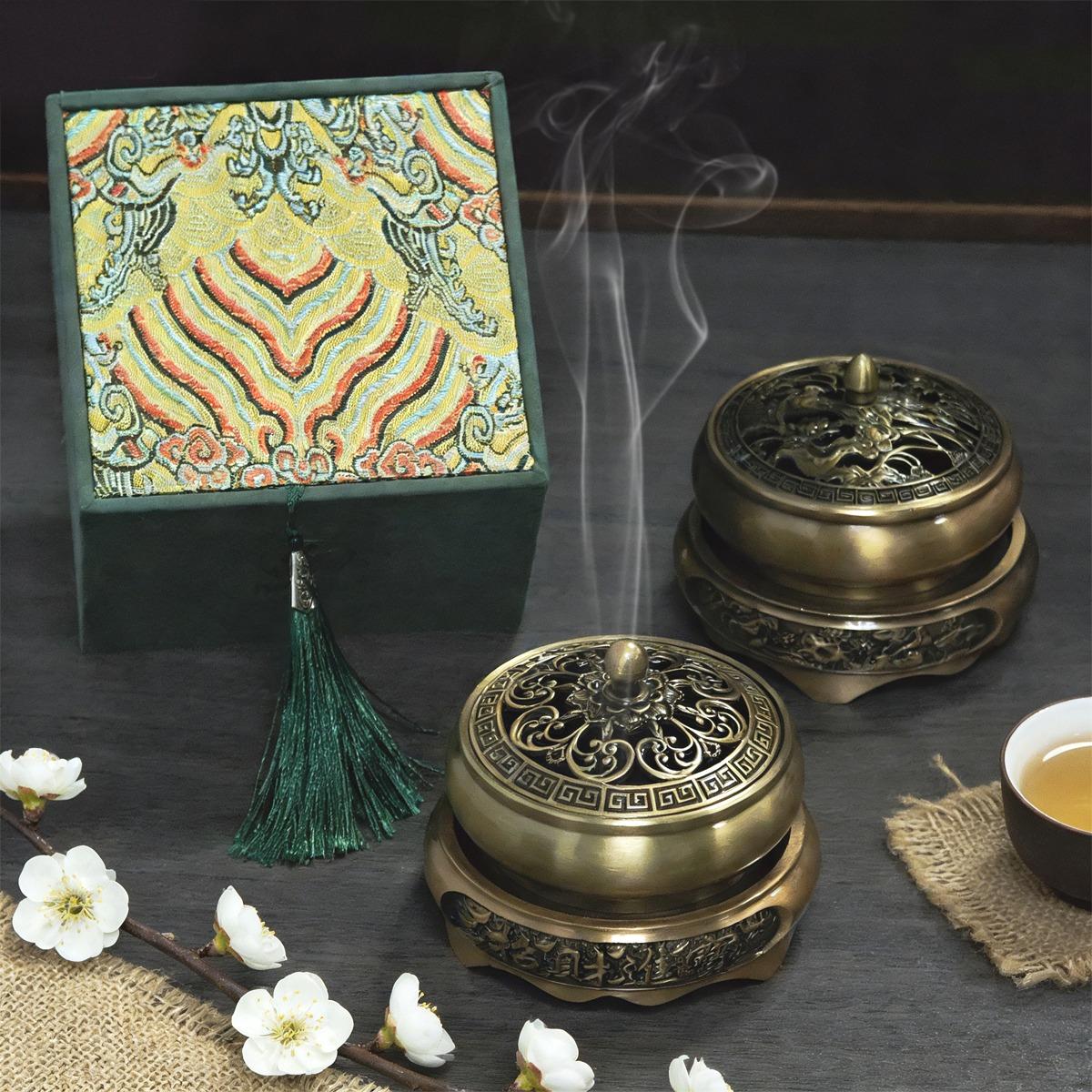 Vintage Dragon Phoenix Metal Incense Burners